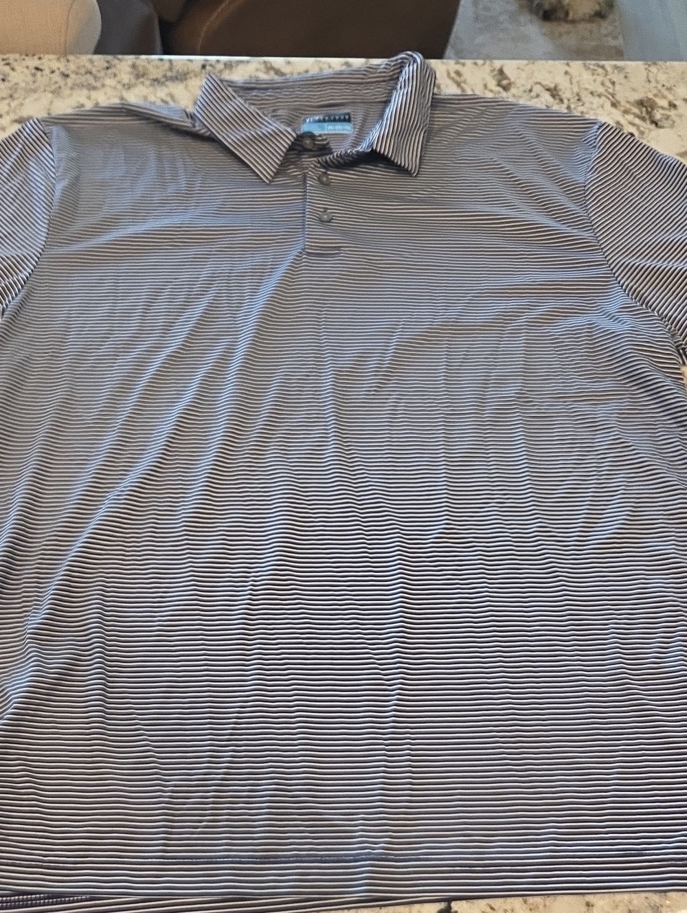 Peter Millar Men’s Striped Polo in Navy and White Size XXL